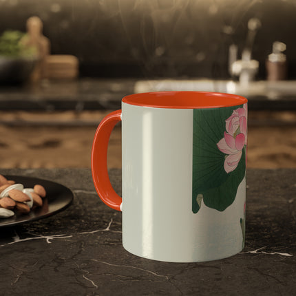 Blooming Lotus Flowers by Ohara Koson Colorful Mugs, 11oz