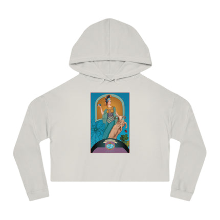 March & Aquamarine (Gem Series) by Sofia Chiostri Women’s Cropped Hooded Sweatshirt