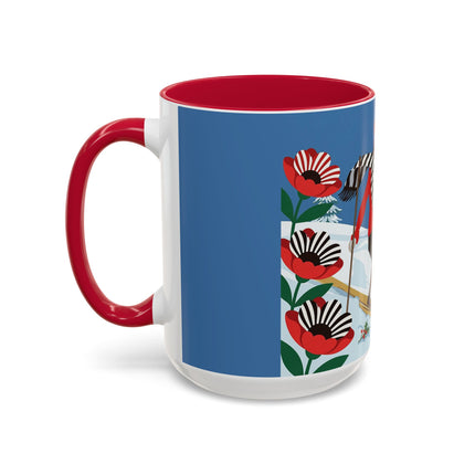 🎿🎄 The Christmas Holly Skier Colorful Mug – Whimsical Holiday Fantasy