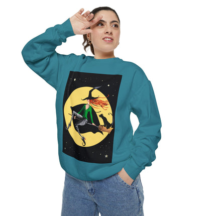 A Witch’s Moonlit Flight Unisex Garment-Dyed Sweatshirt