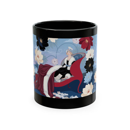 💌🌺 The Lady Of The Scattered Love Letters Ceramic Mug – Art Deco Romantic Elegance
