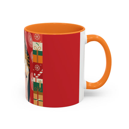 ❤️ The Lady Of The Candlelit Christmas Alcove Colorful Mug – Art Deco Holiday Elegance