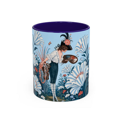 🎨💙 The Enchanted Garden Artist Colorful Mug – Art Deco Floral Whimsy