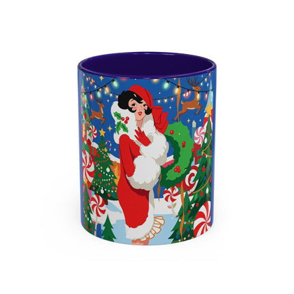 🦌🍬 The Lady Of The Peppermint Christmas Garden Colorful Mug – Colorful Art Deco Holiday Fantasy