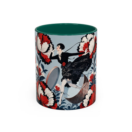 ❤️🌺 The Scarlet Blossom Dancer Colorful Mug – Art Deco Fashion Whimsy