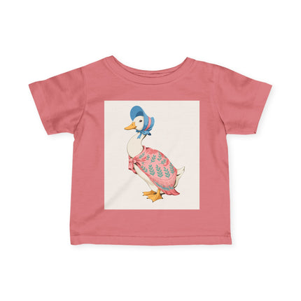 🪿🌸 The Little Pink Garden Goose Infant Fine Jersey Tee – Whimsical Storybook Charm