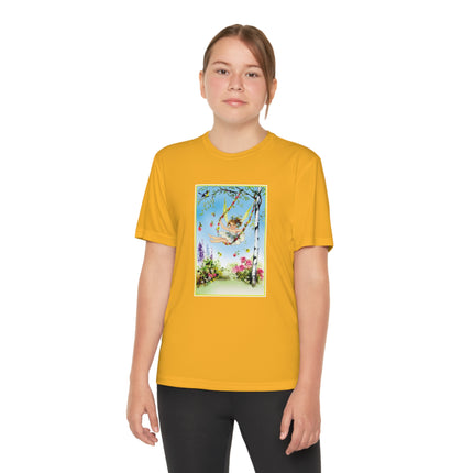 Spring Fairy's Floral Swing Youth Competitor Tee – Garden Magic & Whimsical Adventure
