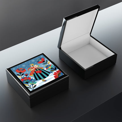 ❤️❄️ The Winter Heart Messenger Jewelry Box – Art Deco Snow Garden Fantasy