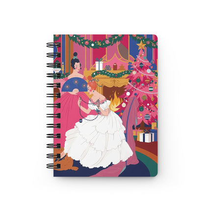 🎀🎄 Christmas By The Fireside Spiral Notebook – Art Deco Holiday Elegance