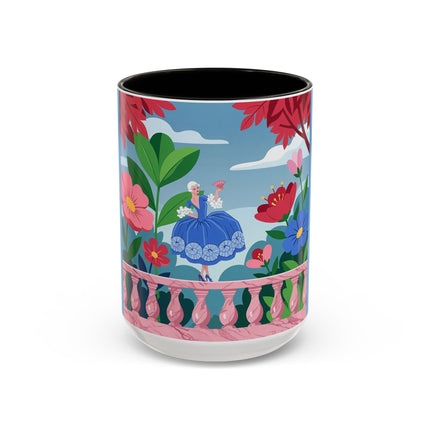 The Lady Of The Blossoming Terrace Colorful Mugs – Art Deco Floral Garden Elegance