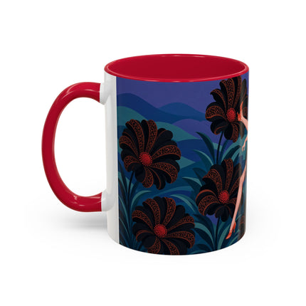 🖤🌺 The Midnight Floral Acrobat Colorful Mug – Art Deco Fashion Whimsy