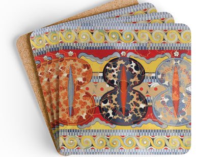 Reproduction of the Shield Frieze by Emile Gilliéron Corkwood Coaster Set