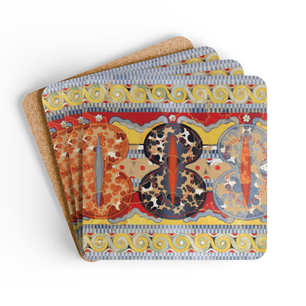 Reproduction of the Shield Frieze by Emile Gilliéron Corkwood Coaster Set