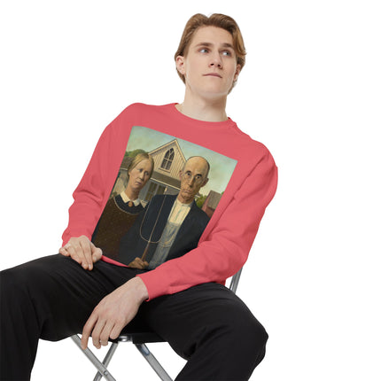American Gothic by Grant Wood Unisex Garment-Dyed Sweatshirt