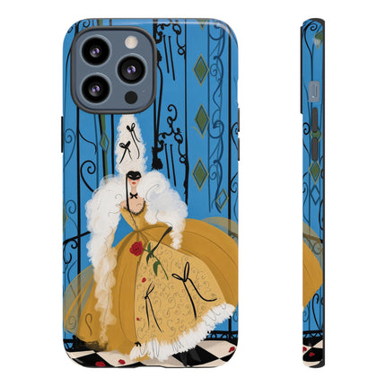 🎭🌹 The Lady At The Masquerade Gates Phone Case – Art Deco Fashion Illustration