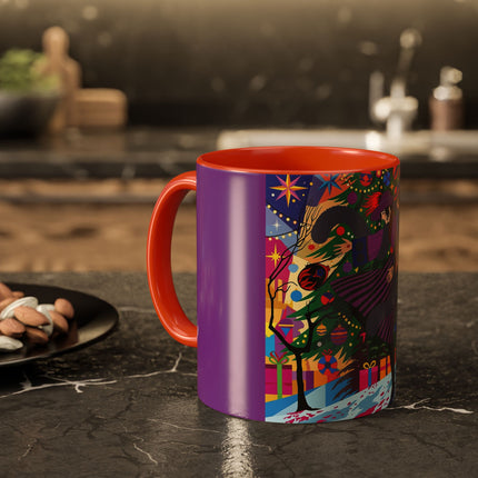 🎄✨ Christmas Among The Twinkling Trees Colorful Mug – Art Deco Holiday Fantasy