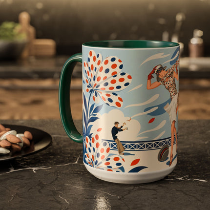 🌼🧡 The Polka Dot Wind Dancer Colorful Mug – Art Deco Fashion Whimsy