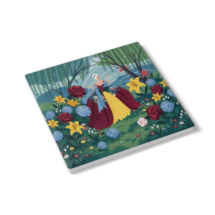 🌹🌿 The Willow Garden Promenade Ceramic Coaster – Art Deco Floral Elegance