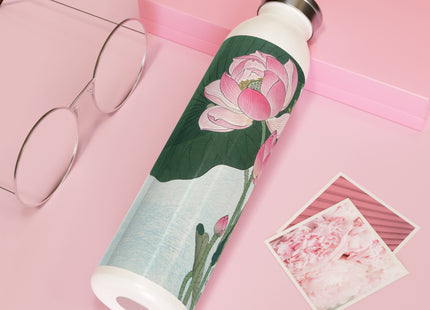 Blooming Lotus Flowers by Ohara Koson Slim Water Bottle
