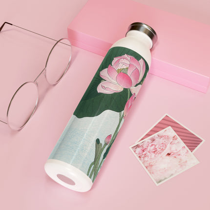 Blooming Lotus Flowers by Ohara Koson Slim Water Bottle