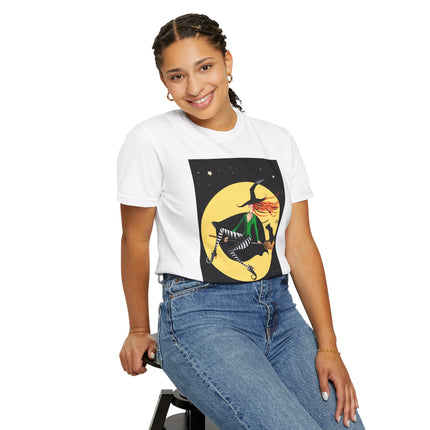 A Witch’s Moonlit Flight Unisex Garment-Dyed T-shirt
