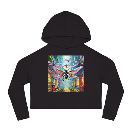 Neon Swarm Cropped Hooded Sweatshirt