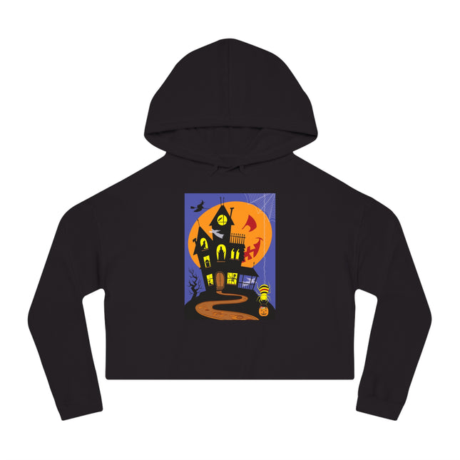 Halloween Night at the Haunted House Women’s Cropped Hooded Sweatshirt
