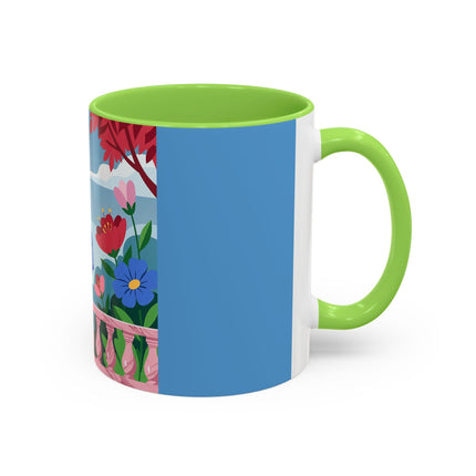 The Lady Of The Blossoming Terrace Colorful Mugs – Art Deco Floral Garden Elegance