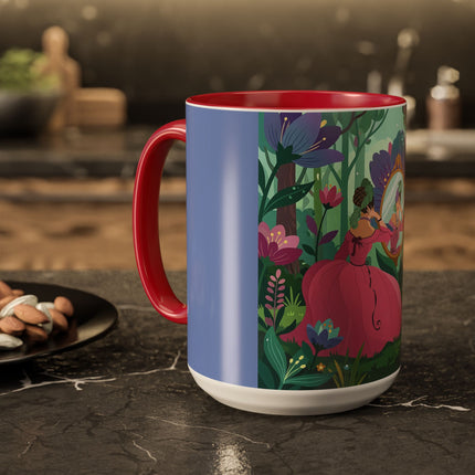 The Lady Of The Enchanted Mirror Colorful Mugs – Art Deco Botanical Elegance