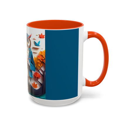 Owl at an Autumn Park Colorful Mugs (11oz, 15oz)
