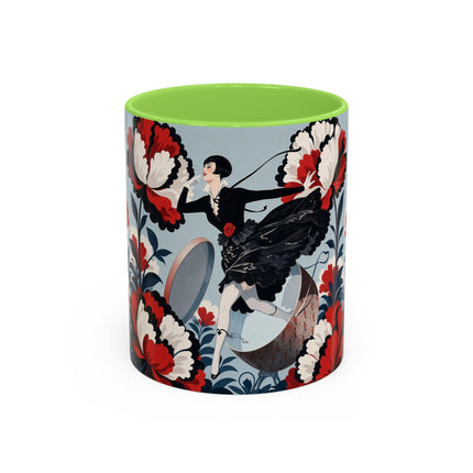 ❤️🌺 The Scarlet Blossom Dancer Colorful Mug – Art Deco Fashion Whimsy