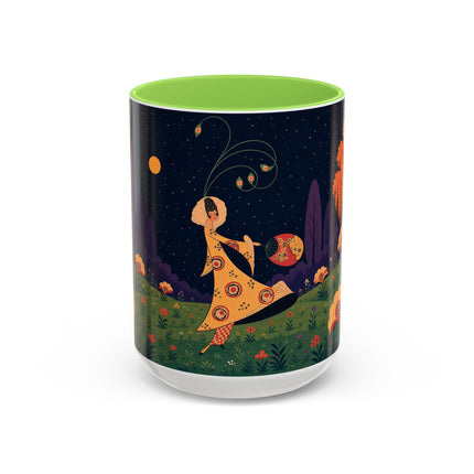 🌙🌼 The Moonlit Floral Dancer Colorful Mug – Art Deco Garden Fantasy