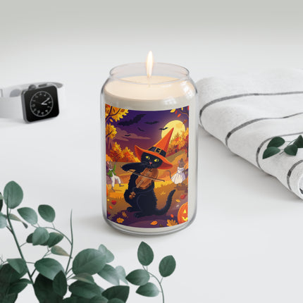 🐈‍⬛🎻 The Black Cat’s Moonlit Melody Scented Soy Candle – Whimsical Halloween Music