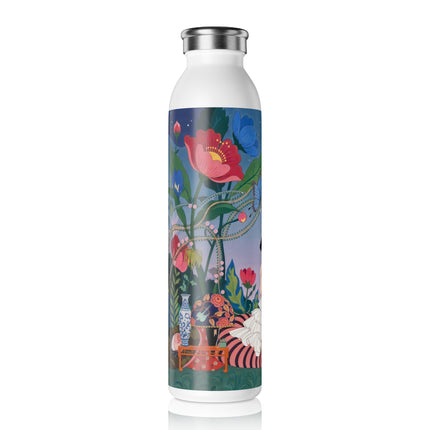 🪞🌸 The Lady In Her Curious Apartment Slim Water Bottle – Art Deco Fashion Whimsy
