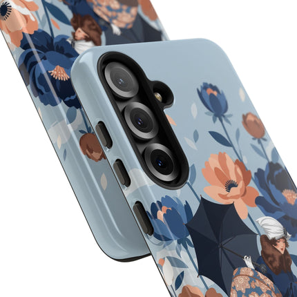 ☂️🌺 The Lady Of The Traveling Garden Phone Case – Art Deco Floral Adventure