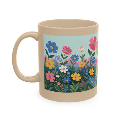 🌼🪭 The Lady Of The Grand Flower Garden Ceramic Mug – Art Deco Garden Whimsy