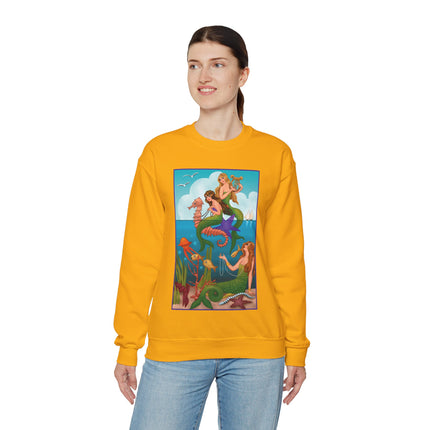 Three Mermaids with Strings of Pearls by Carlo Chiostri Heavy Blend™ Crewneck Sweatshirt