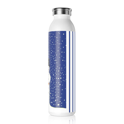 Snowman in Falling Snow Slim Water Bottle