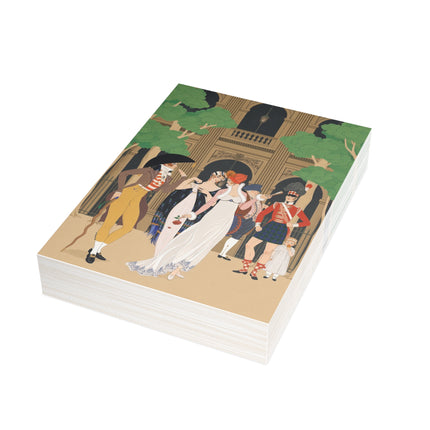 🌳🎩 La Merveilleuse au Palais Royal Postcards With Envelopes – George Barbier Art Deco Parisian Elegance