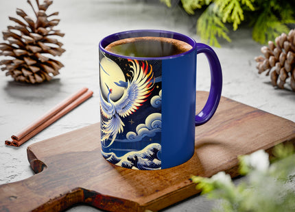 Majestic White Crane Colorful Mugs (11oz, 15oz)