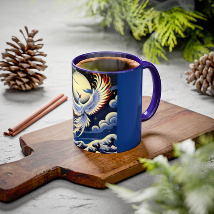 Majestic White Crane Colorful Mugs (11oz, 15oz)