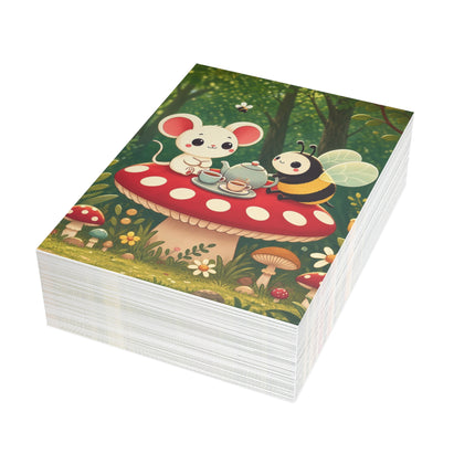 🐭🐝 The Little Woodland Tea Party Greeting Card – Whimsical Animal Adventure