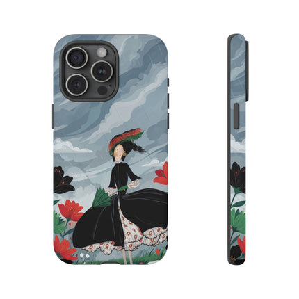 🌧️🌺 The Stormy Flower Walk Phone Case – Art Deco Floral Fashion