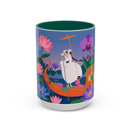 The Lady Of The Lotus Voyage Colorful Mugs – Art Deco Botanical Elegance