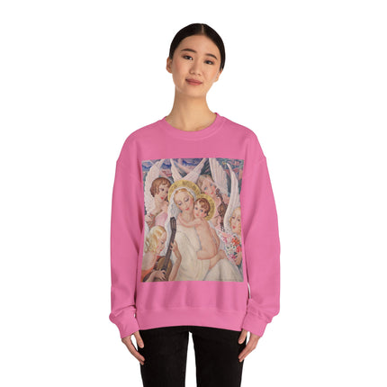 Madonna with Child Surrounded by Musical Angels by Gerda Wegener Heavy Blend™ Crewneck Sweatshirt