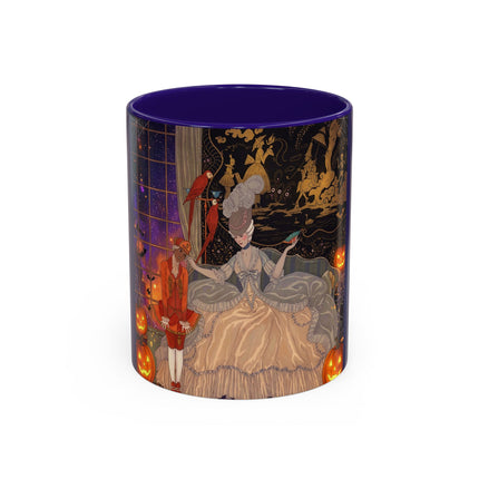 🌙🎃 The Moonlit Parlor Masquerade Colorful Mug – Elegant Halloween Romance