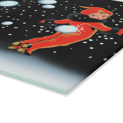 A Festive Snowball Glass Cutting Board