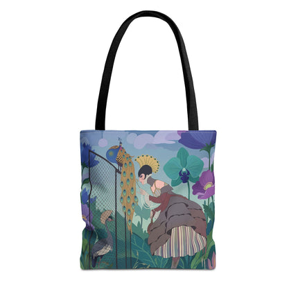 🦚🌸 The Lady Of The Peacock Garden Tote Bag – Art Deco Floral Fantasy