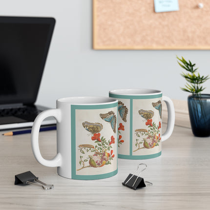 Blue Butterflies and Pomegranate by Maria Sibylla Merian Ceramic Mug 11oz