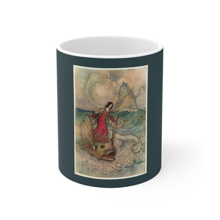 Rita Rides on the Dolphin by Warwick Goble Ceramic Mug 11oz